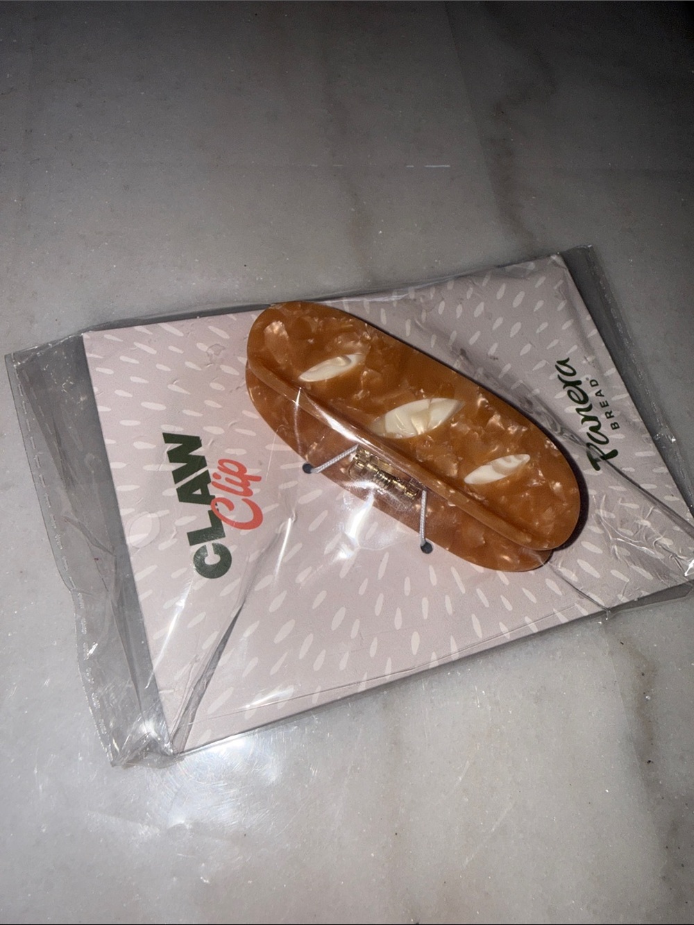 Panera Bread 🥖 Clay Hair Clip - Light Brown Resin